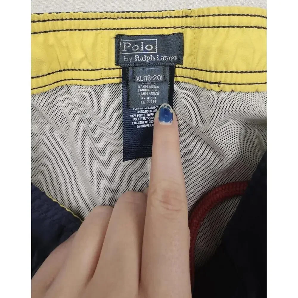 Polo Ralph Lauren Big Pony‎ Boys Lined Swim Trunks XL 18-20 Navy Blue Suit